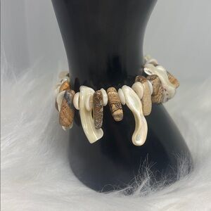 Genuine Picture Stone and Vintage Shell Bracelet